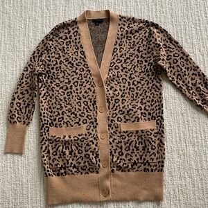J crew cardigan sweater. XS.   Tan and black print